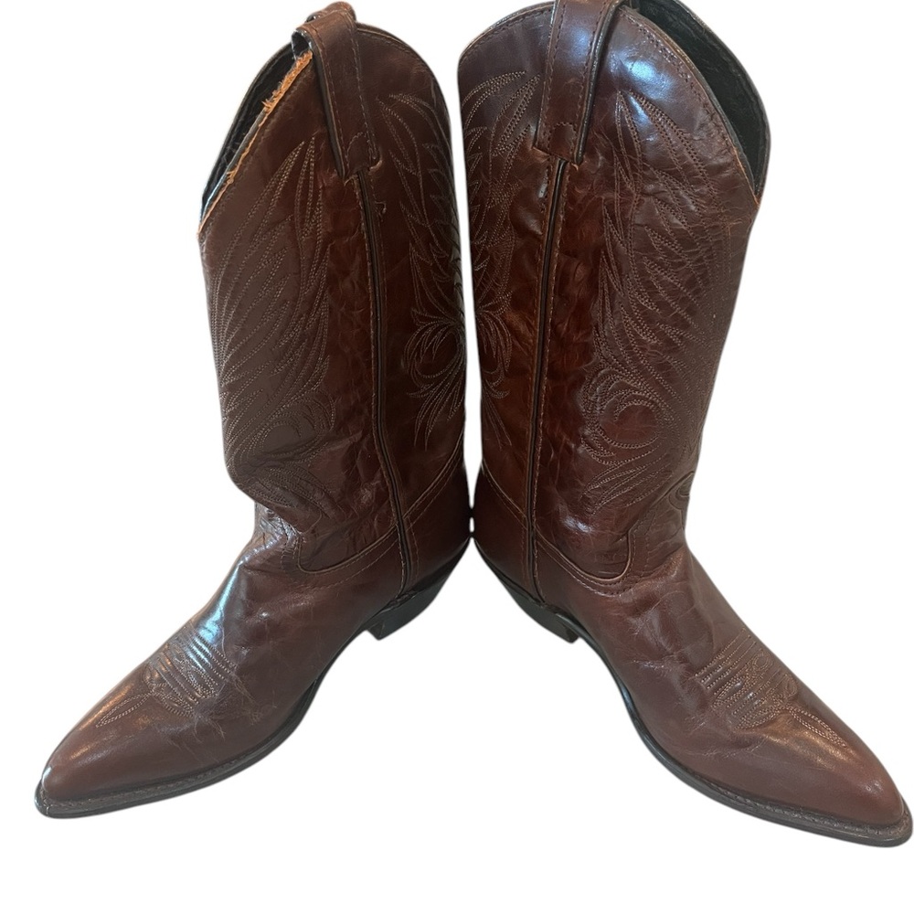 Dark Brown Leather Cowboy Boots sz 7, Code West